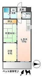 祇園第一ビル 4階2LDKの間取り