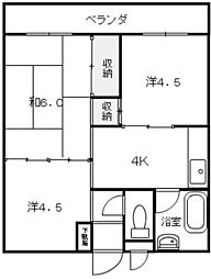 海老園春秋マンション 5階3Kの間取り