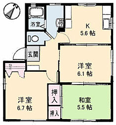 シェソワＳＡＴＳＵＮＯ　Ｃ棟 1階3Kの間取り