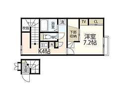 レオパレスはなみずき 2階1Kの間取り