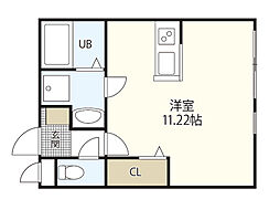アイゼンルーム安中央 1階ワンルームの間取り