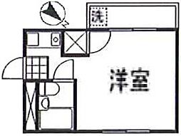 サンライズ三宅　Ａ棟 2階ワンルームの間取り