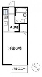 サンライフ三宅 1階1Kの間取り