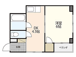 塚村ビル 4階1Kの間取り