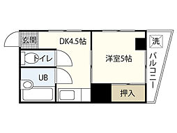 塚村ビル 1Kの間取図画像