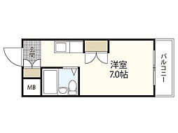 メゾンド楠木第2山田ビル 4階ワンルームの間取り