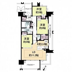 ブランシエラ広島 13階3LDKの間取り