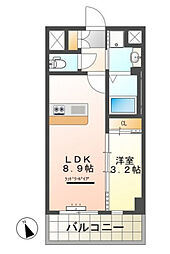 アイ・レジデンシーズ西条 4階1LDKの間取り