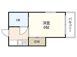 旭マンション 2階1Kの間取り