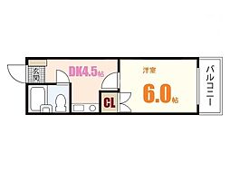 ベルシティＭＹ 1階1DKの間取り