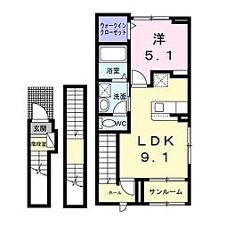 シャンス トロワ 1LDKの間取図画像
