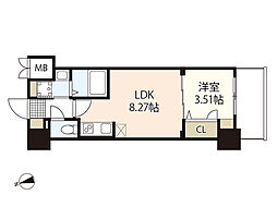 S-RESIDENCE観音公園aloria 6階1LDKの間取り