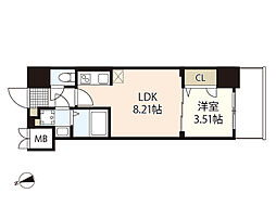 S-RESIDENCE観音公園aloria 5階1LDKの間取り