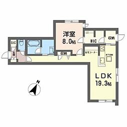 ミラベル祗園 1階1LDKの間取り