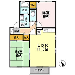 スターライト中央　B棟 2階2LDKの間取り