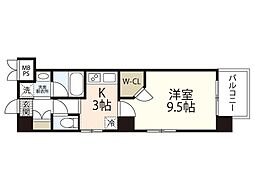 フロレゾン庚午北 4階1Kの間取り