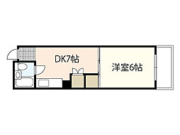 和秀舟入本町ビル 3階1DKの間取り