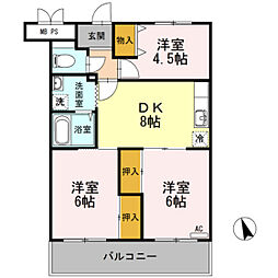 アネックスきりた 3階3DKの間取り