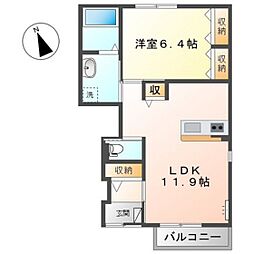 ユニヴァリィ スプリングコート 1階1LDKの間取り