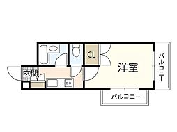 アルヴェール庚午 2階1Kの間取り
