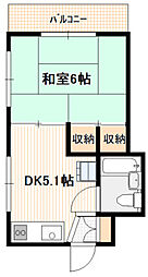 A1ビル 2階1DKの間取り