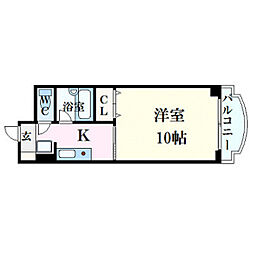 サンビレッジ段原 3階1Kの間取り
