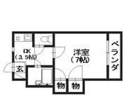 ハイム坂本 3階1Kの間取り