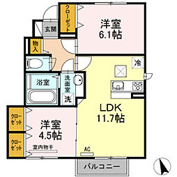 ファミールＹ 1階2LDKの間取り