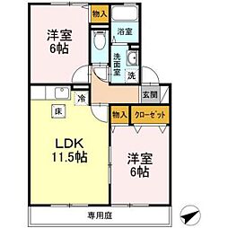 プリマベーラII 1階2LDKの間取り