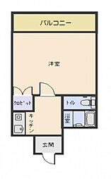 山下丹那ビル 4階1Kの間取り