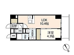 エミナール祇園 5階1LDKの間取り