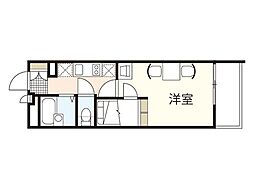 レオパレスフィオーレ住吉 2階1Kの間取り