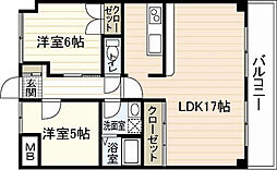 ロイヤル竜王 6階2LDKの間取り