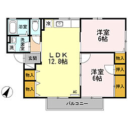 セジュール中相田2 2LDKの間取図画像