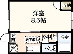 サンシャイン中央2 1Kの間取図画像