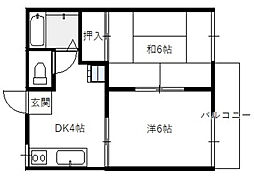 フォーブル隅の浜 2DKの間取図画像