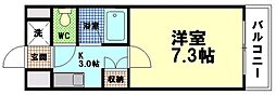 第3コーポ倉本 1Kの間取図画像