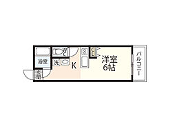 サンライズ河原町 ワンルームの間取図画像