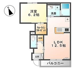 メゾン・シルフィード2 1LDKの間取図画像