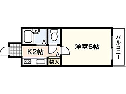 メルカード弐番館 1Kの間取図画像