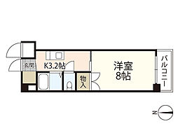 カーサ祇園 1Kの間取図画像