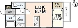 五日市リバーサイド1 1LDKの間取図画像