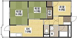 牛田東ハイツ 3DKの間取図画像