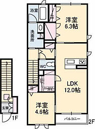 フリューリングターク 2LDKの間取図画像