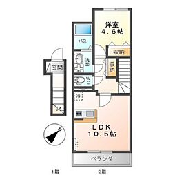 Clair比治山 1LDKの間取図画像