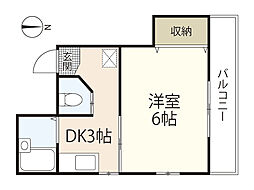 ハウゼ久保 1Kの間取図画像