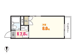 第13やたがいビル 1Kの間取図画像