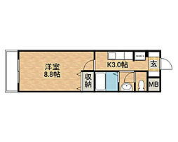 ベルジュヤノ 1Kの間取図画像