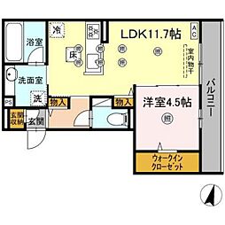 フィオーレ 1LDKの間取図画像
