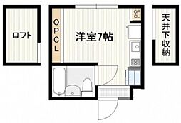 ワンピース ワンルームの間取図画像